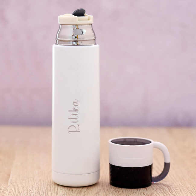 Premium White Thermos Flask Insulated Water Bottle
