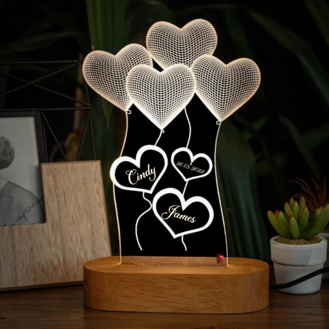 Personalized 3D Illusion Warm White LED Lamp