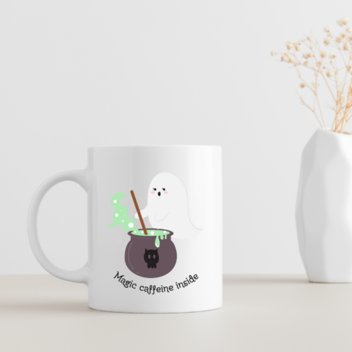 Cute Ghost Halloween Coffee Mug with playful ghost design on premium ceramic