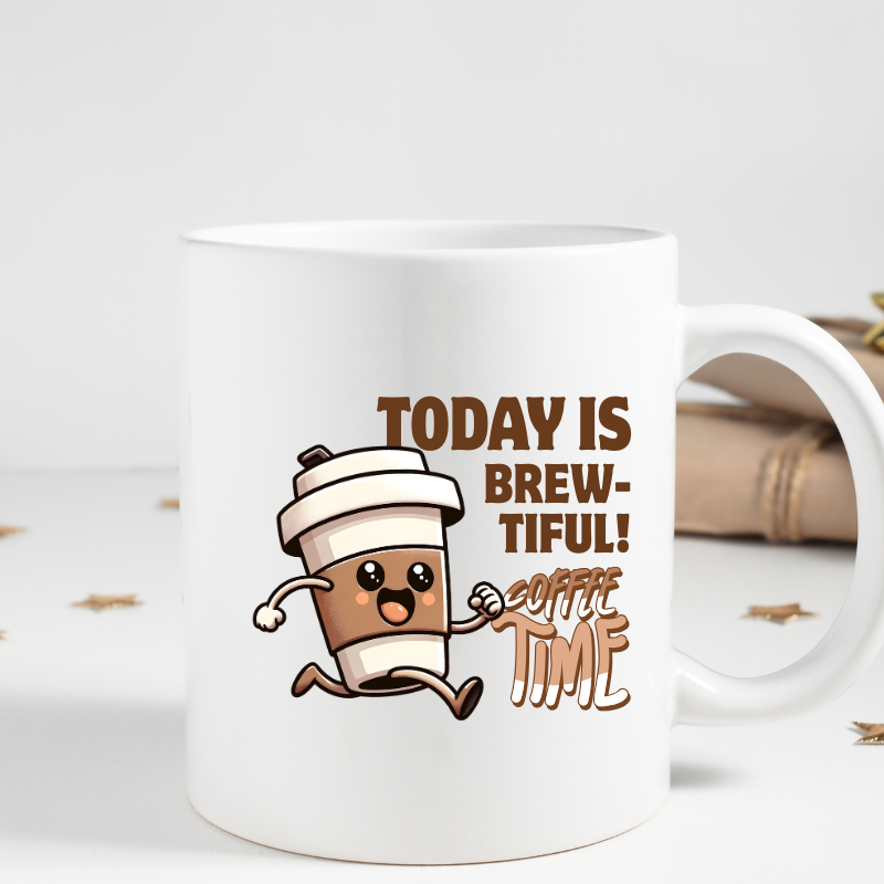 Running Brew Coffee Mug with motivational running-inspired design