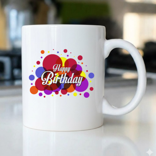 Colorful Bubble Birthday Mug with bright bubble patterns and cheerful birthday design