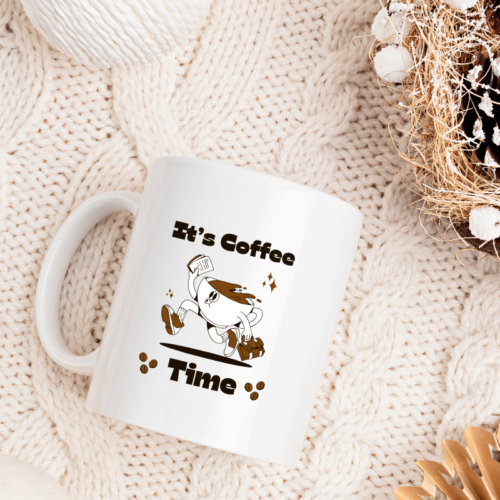 Lifestyle image of Retro Coffee Mug on a desk with coffee