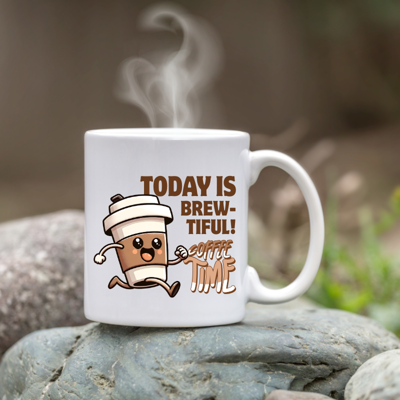 Microwave and dishwasher safe Running Brew Coffee Mug