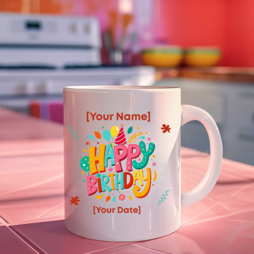 Birthday Joy Personal Mug with colorful festive design