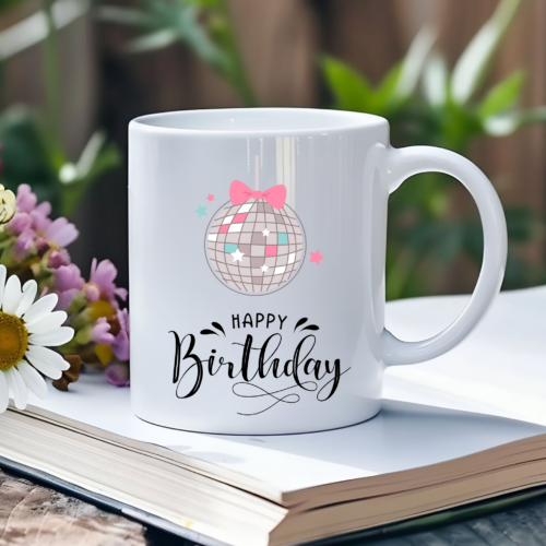 Colorful Party On Birthday Mug with festive design and bright celebration elements