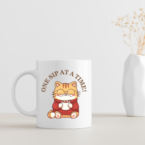 Cat Sip Coffee Mug with adorable cat design on premium ceramic